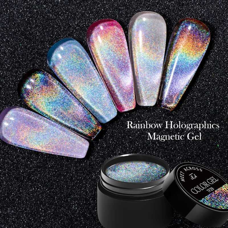 Lakier do paznokci Spotkaj się na 5 ml magnetyczny żel lakier do paznokci laserowy Rainbow brokat błyszcząca manicure zanurzanie z żel żel do paznokci