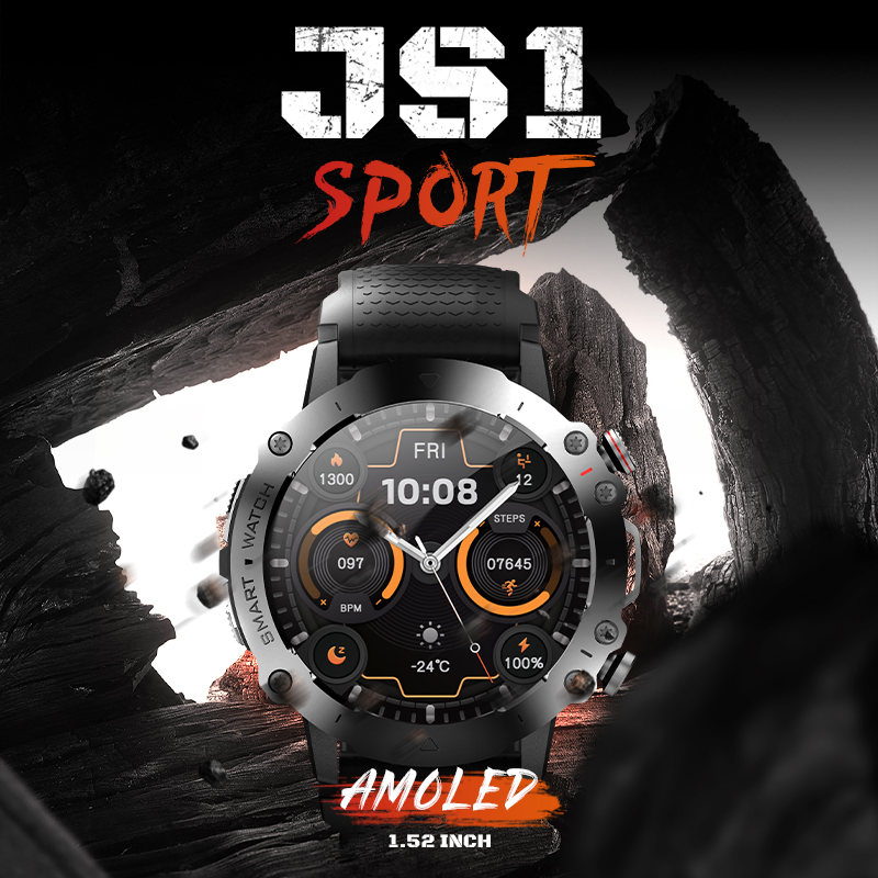 JS1 Sport Smart Watch 1,52 tum AMOLED SCREEN METAL CASE ROCOL SOLID Bluetooth Call Health Monitor Sportlägen GPT NFC Smartwatch Wearfit Pro