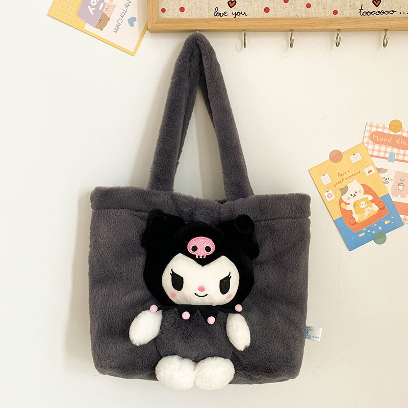 Kawaii Plüsch Handtasche Kuromi Cinnamoroll Plushie Rucksäcke für Frauen süße Cartoon -Aufbewahrungstasche Weihnachtsgeschenke für Mädchen