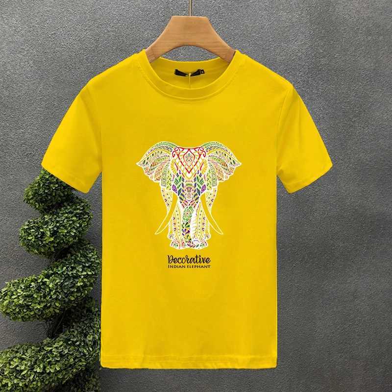 Mäns T-shirts High Quty Luxury Brand 100% Cotton Elephant Printing TS Summer Harajuku Men/Women Short Slve T-shirt Asiatisk storlek S-5XL T240425