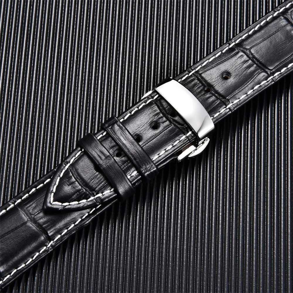 Watch Bands Authentic Calfskin leather strap as a commercial replacement for watch straps 18mm 20mm 22mm 24mm with butterfly buckle watch strap 240424