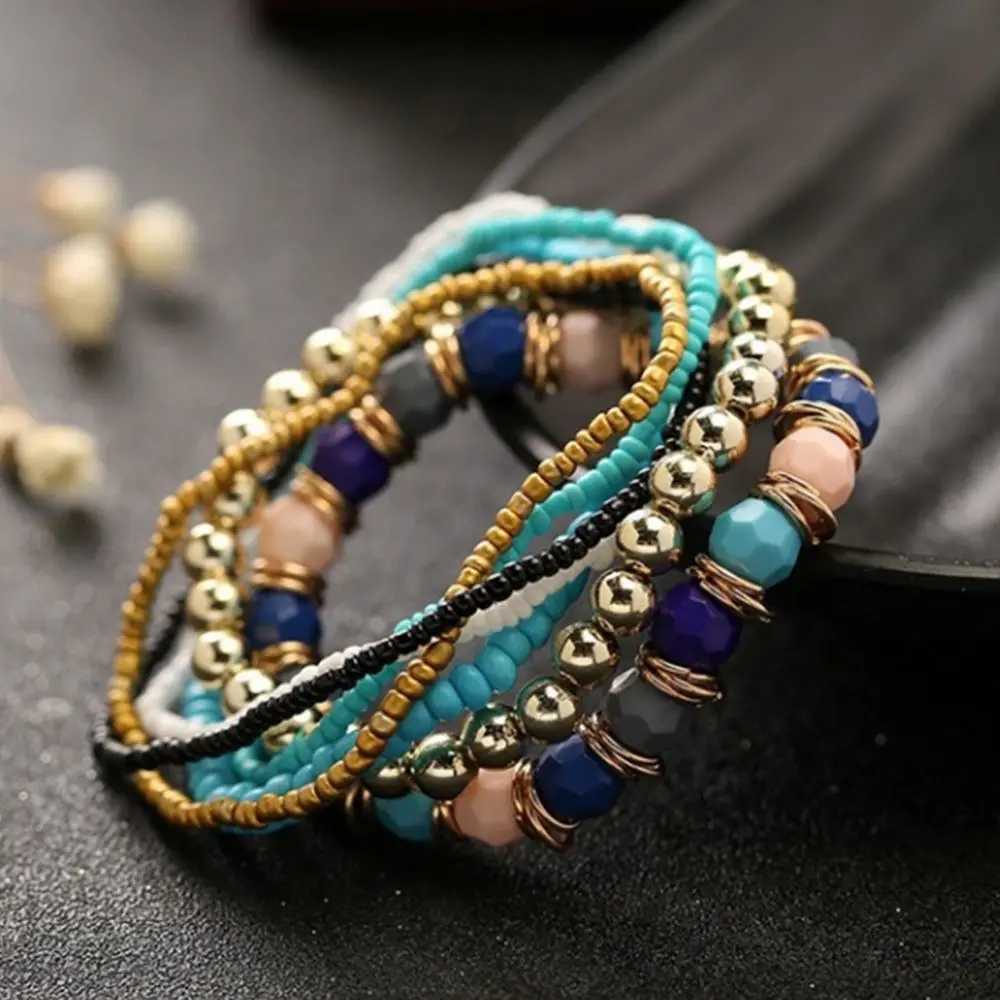 Beaded Four Seasons Bohemian Multi Layered Jewelry and Womens Elastic Armband 2019 NYTT