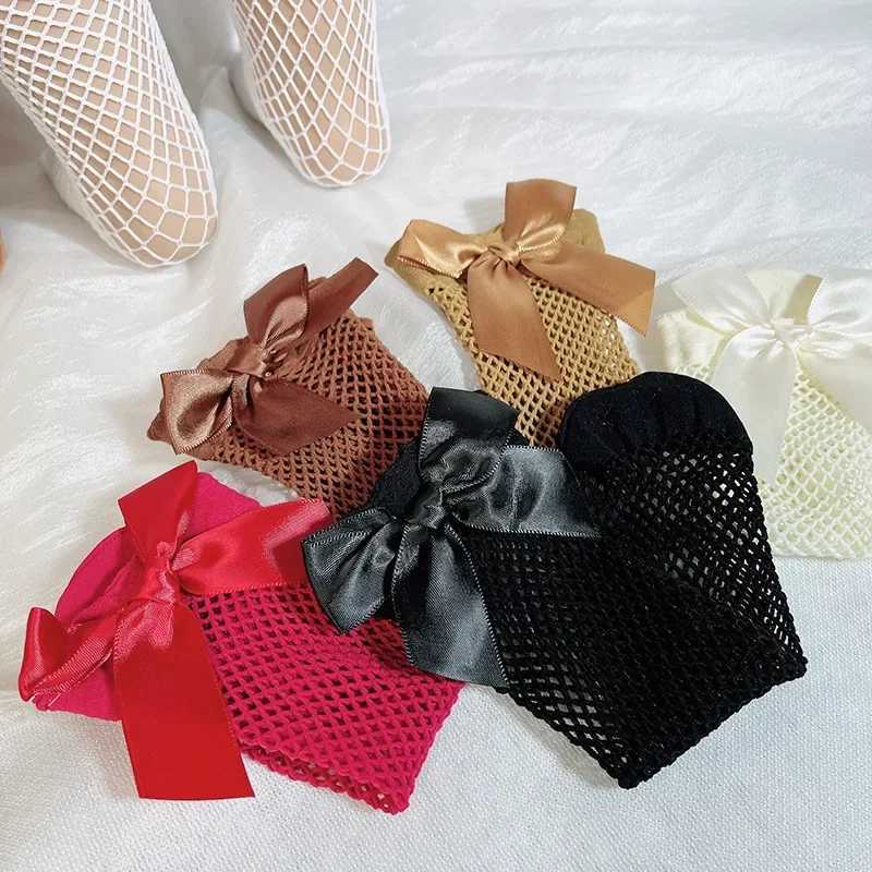 Kinderen Sokken Nieuwe Bow Fishnet Knie High Long Socks Net Vintage Black White Short Short Kousen Zomer Dunne Baby Girls Kids Mesh Socks