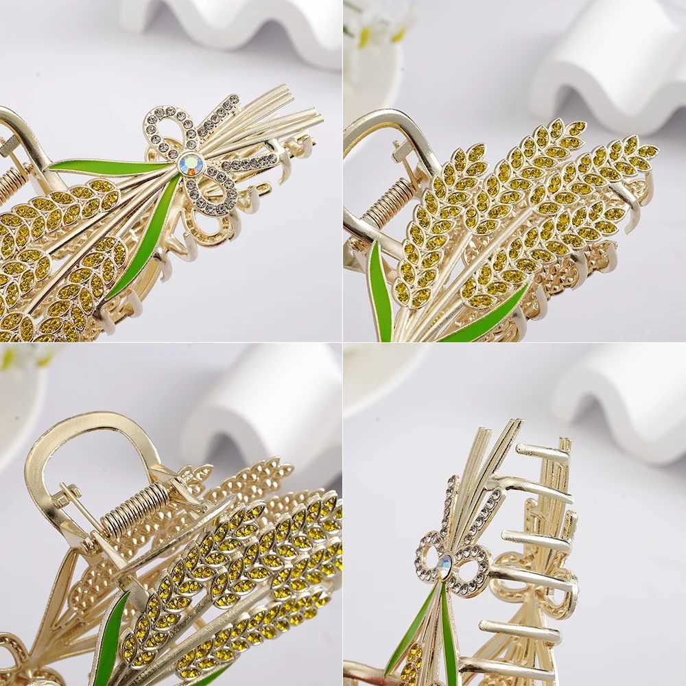 Klammern Weizenhaarclip Metall Barrette für Frauen Haarnadeln Strauchsteine ​​Fashion Legierung Haarklauen Mädchen Pferdeschwanz Haarzubehör Kopfbedeckung Y240425