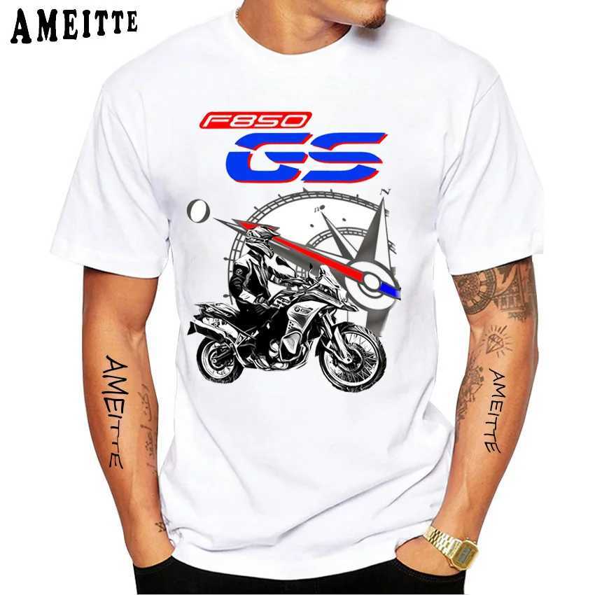 Camisetas masculinas dirigem o clássico R1250 GS Adventure GS Motorcycle Design T-shirt New Men Men Short Slve White Casual Tops Moto Sport GS Boy TS TS T240425