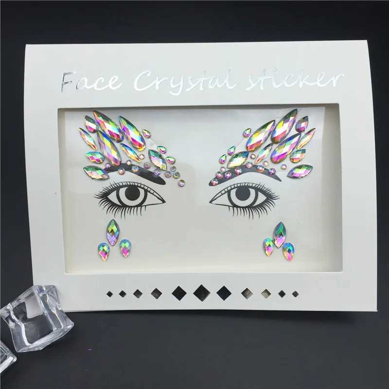 Tattoo Transfer Rhinestone Face Jewels Gems Glitter Tattoo Stickers Body Jewel Flash Fake Temporary Tattoo Festival Party Makeup Art Accessories 240426