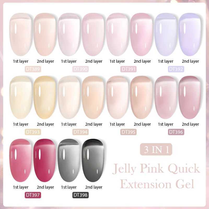 Esmalte de uñas a través de 7 ml de gelatina rosa rosa gel de extensión rápida esmalte de uñas transparente prolongo de dedo de construcción larga y duradera barniz de gel y240425