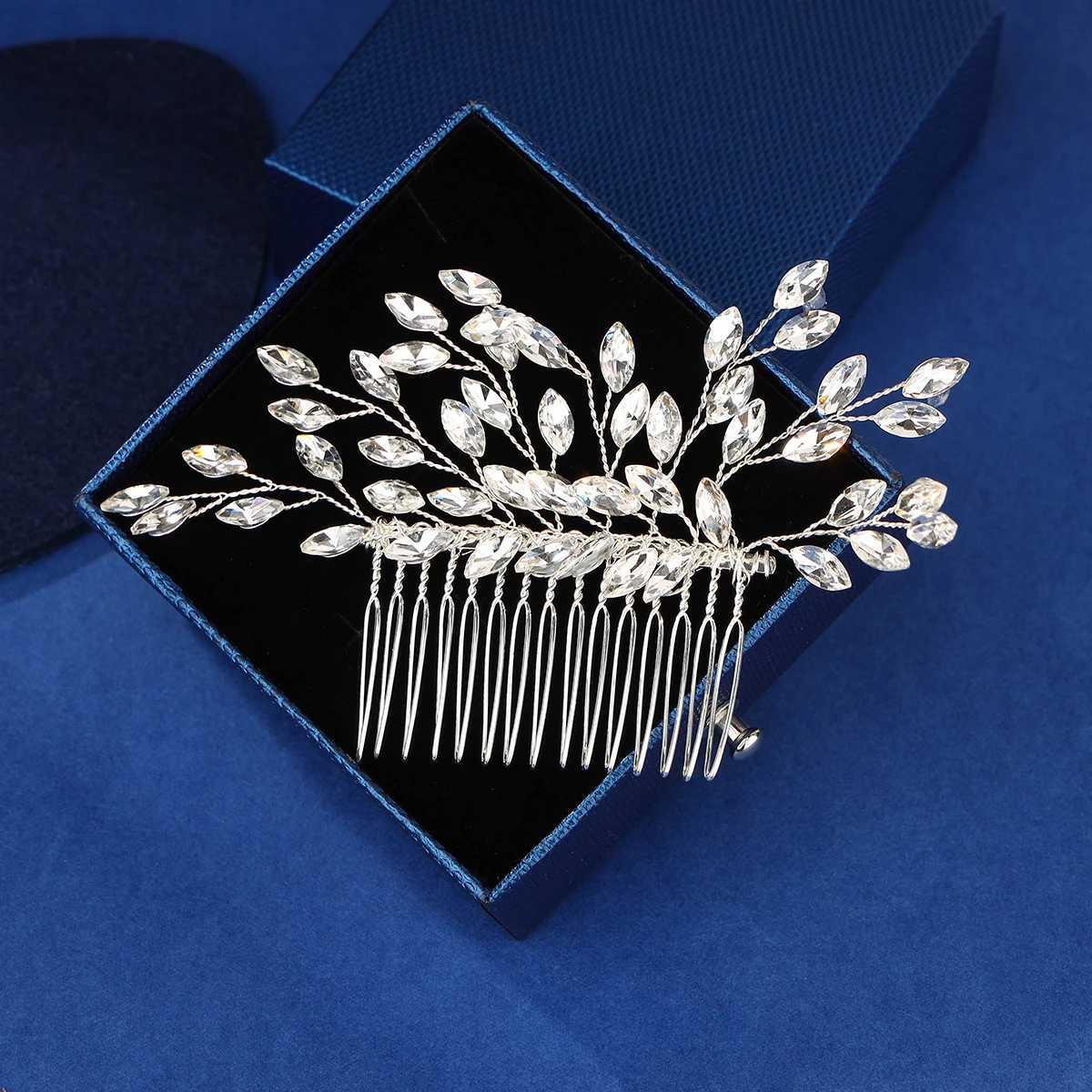 Clips de cheveux Barrettes Brosse de cheveux de mariage Silver Rignestone Bridal Hair Clip Sparkling Hair Pieces Mesdames and Girls Silver 240426