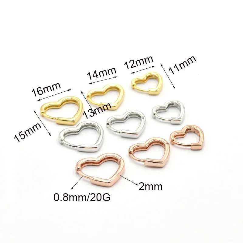 Studum neuer Mode glatte Goldfarbe Liebe Herz Hoop Ohrringe einfache süße Herz durchdringende Huggie Ohrring Buckle Statement Schmuck Schmuck