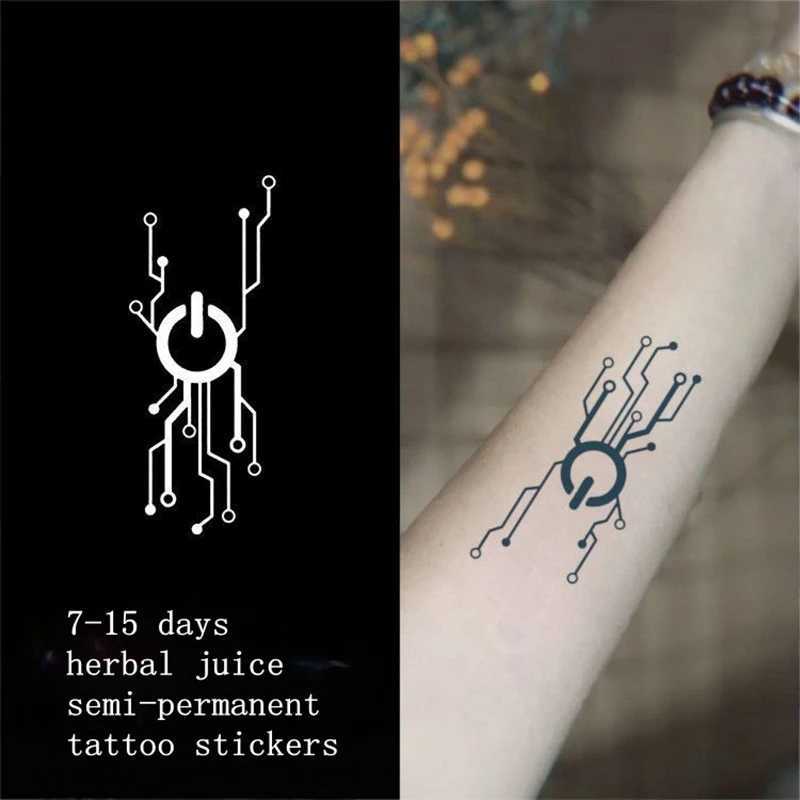 Tattoo Transfer One-click To Start Herbal Juice Stickers Tattoo Stickers Boys Waterproof Temporary Tatto Handsome Electronic AI Trend Technology 240426