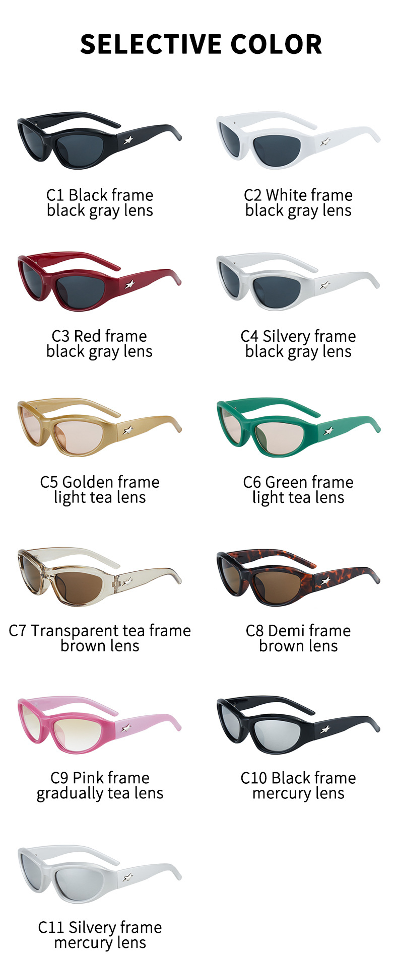 2024 Nieuwe zonnebrillen Y2K -ster Spicy Girl Street Shoot Sports Fashion Sunglasses Cyberpunk Future Glasses zonnebril voor vrouwen