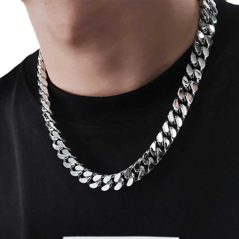 Strands Mens Smooth Hip Hop Cuban Chain Bracelet Short Fat Necklace 240424