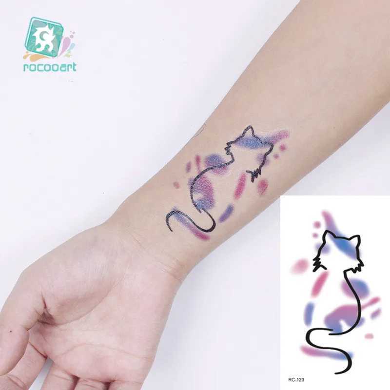 Tattoo Transfer Rocooart Animal Waterproof Temporary Tattoo Sticker Flamingo Cat Fox Tatoo Body Art Women New Fake Taty Tatuaje Cute Small Tatto 240427