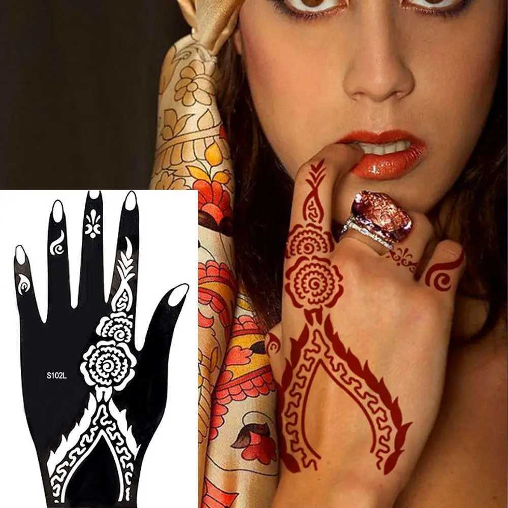 Tattoo Transfer Professional Wedding Tool Hand Foot tillfällig tatuering Henna stencil Body Art Sticker Tattoo Stencil Mall 240427