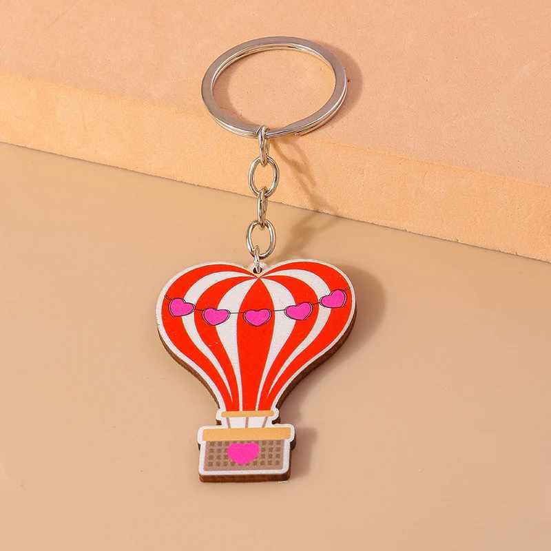 Keychains Lanyards Valentijnsdag Hot Air Balloon Keychain voor vrouwen Men Auto Key Handtas Hangers Keyrings accessoires Diy Sieraden Geschenken