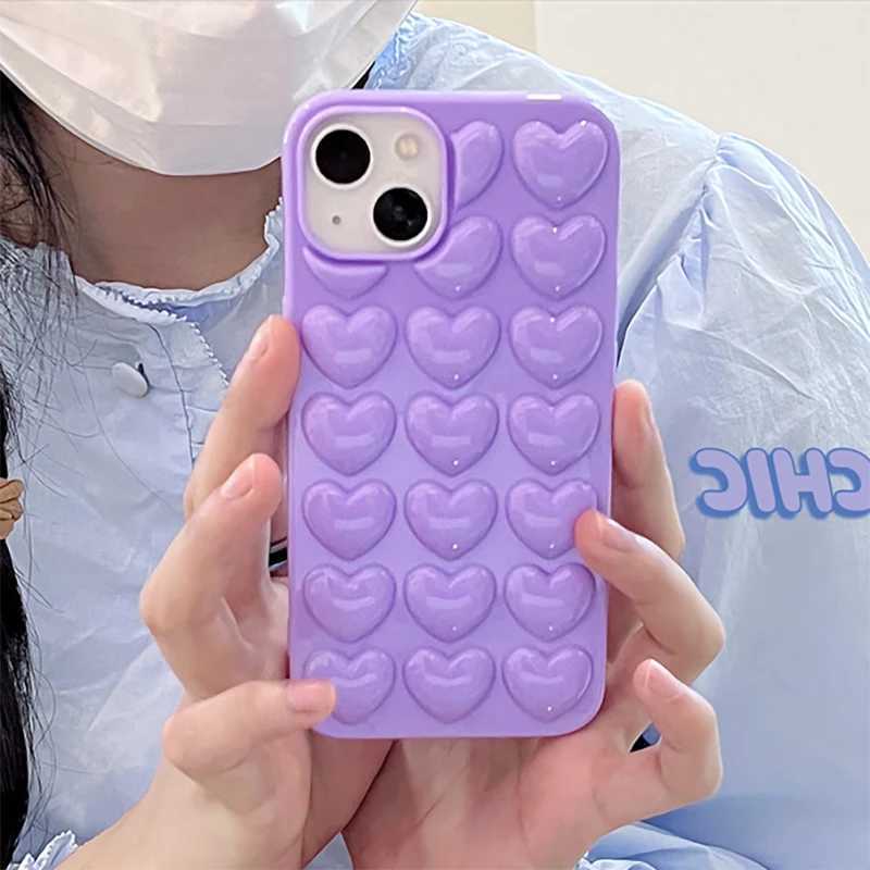 Корпуса сотового телефона вырезали 3D Love Heart Case для iPhone 14 13 12 11 15 Pro Max XS XR X 7 8 Plus Cartoon Candy Cover Back Cover для 12 13 мини -корпусов J240426