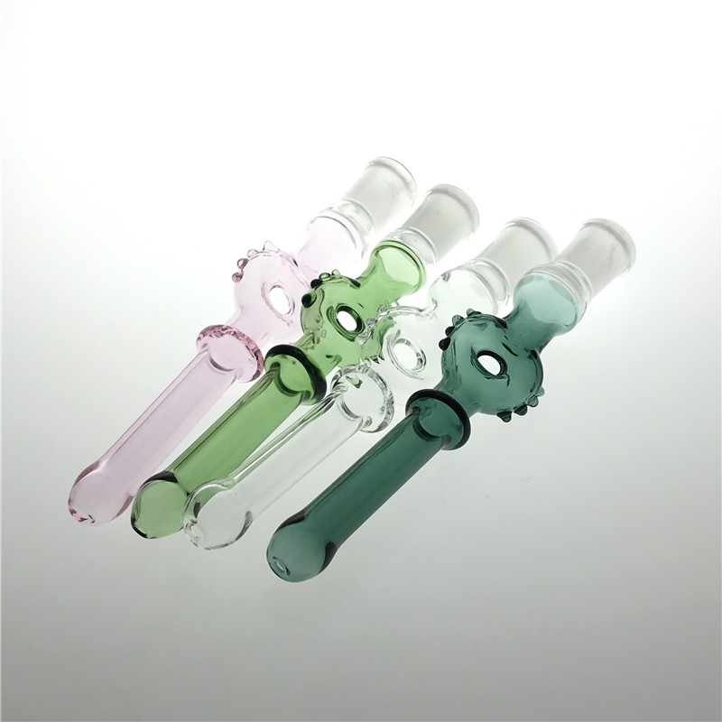 5.9 Inch 14mm Female Glass Rig Stick with Thick Pyrex Clear Pink Green Colorful Glass Nector Collector Smoking Hand Pipes Straw Tube