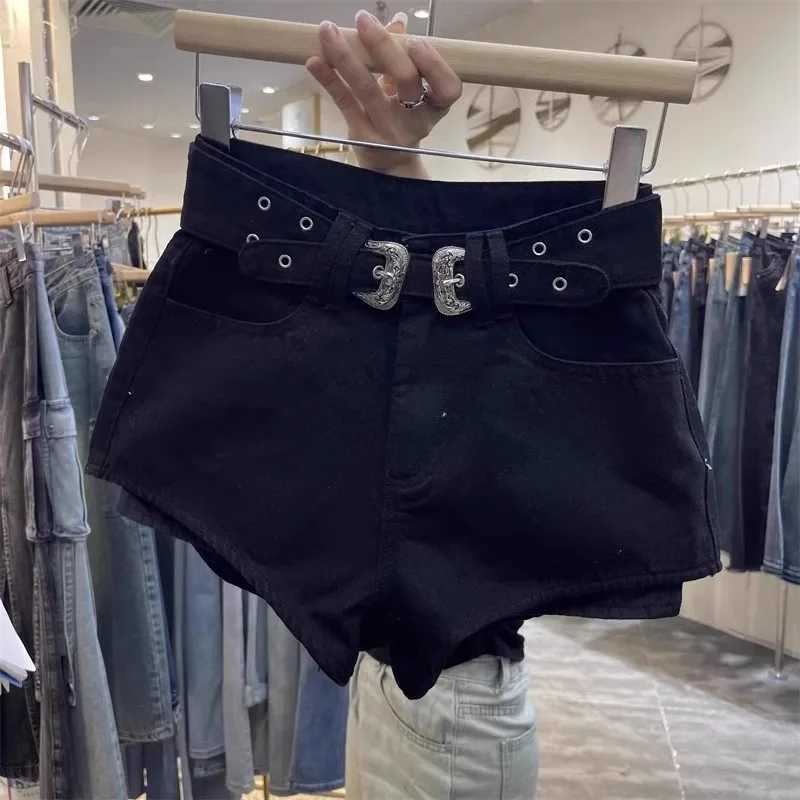 Women's Shorts Retro Brown Shorts with A Cut Waistband High Waist Personalized Fashion Wide Leg Hot Pants Shorts Women Y240425