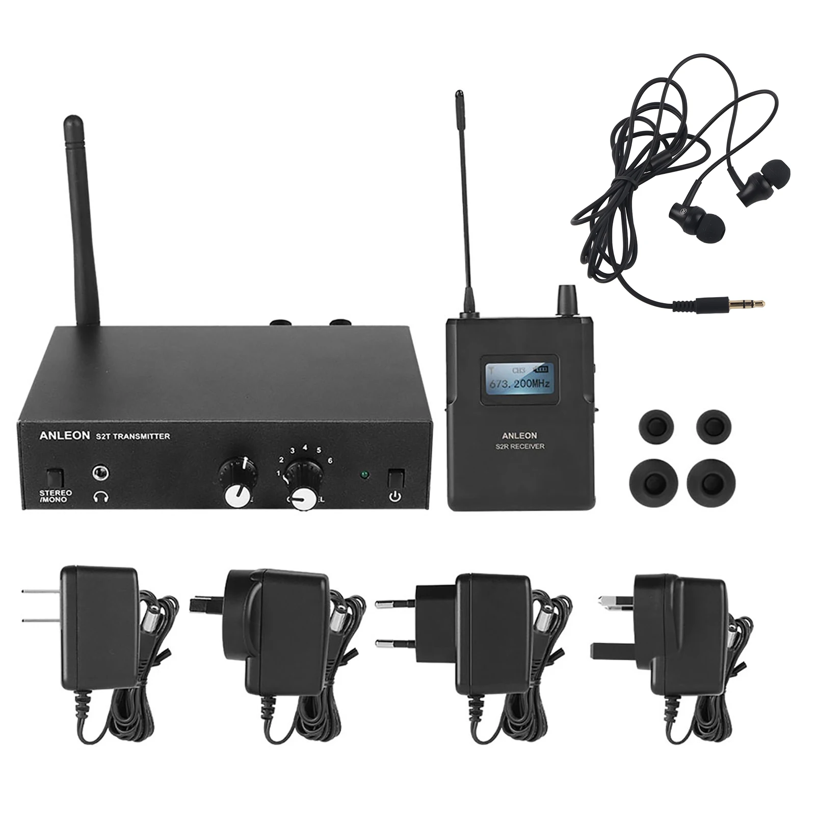 Microphones Original pour Anleon S2 UHF Stéréo Wireless Monitor System 670680MHz Kit de système de moniteur à étage numérique professionnel