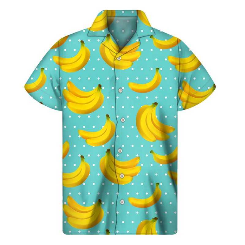 Jilf Chemises décontractées pour hommes banane 3d chemise imprimée hommes Men de vacances Été Plantes tropicales Modèles à manches courtes chemises hawaïennes