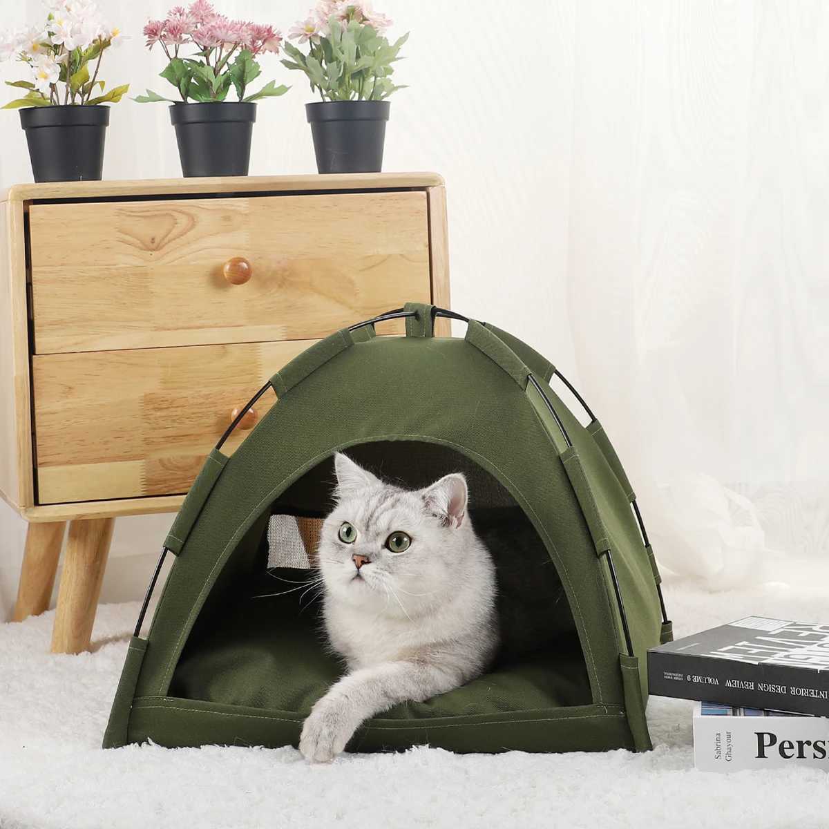 HZFQ Carriers Conses Houses Pet House Supplies Products Products الحصير الدافئ الأثاث أريكة سلة سلة الشتاء Clam Shell Tent 240426