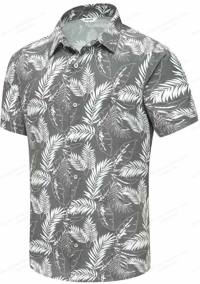 Men's Casual Shirts Summer Hawaiian Shirts Men Women Fashion Short Sleeve Beach Shirt Male Blouse Turn Over Collar Alohas Mens Clothing Casual 240424