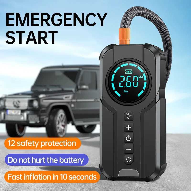 Cell Phone Power Banks 4-in-1 car trip starter power pack air compressor inflation pump 1000A portable power station 8400mAh car battery charger booster 240424