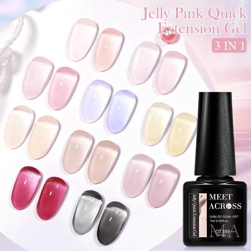 Esmalte de uñas a través de 7 ml de gelatina rosa rosa gel de extensión rápida esmalte de uñas transparente prolongo de dedo de construcción larga y duradera barniz de gel y240425