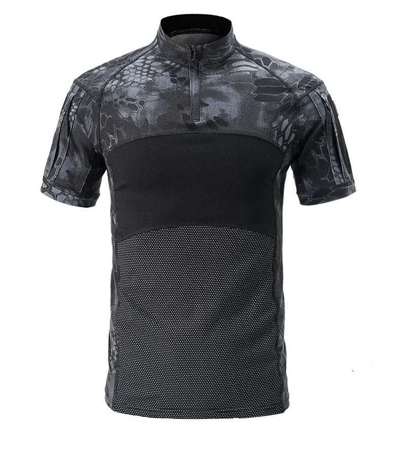 Tactische T-shirts Militaire T-shirt Heren Korte Mouwt Camouflage Tactisch shirt Heren Speciale politie Hunting Battle Multi Camera Camouflage Korte mouwen 240426