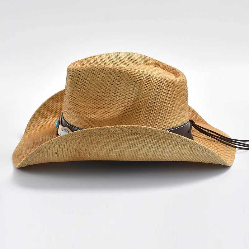 Cappelli larghi cappelli da secchio di cappelli di carta nuovo cappello da cowboy occidentale uomini donne cappelli da sole spiaggia estiva cowgirl cappello jazz sombrero hombre y240425