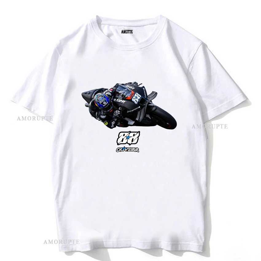 Herren-T-Shirts neue Männer Kurzer Slve Hip Hop Sport Boy Casual TS Motorradfahrliebhaber Miguel Oliveira 88 Klassische T-Shirt White Tops T240425