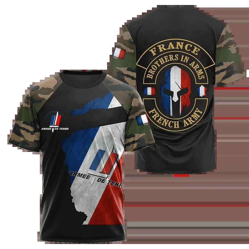 Taktische T-Shirts französische Armee Camo Herren T-Shirt Sturmteam Veteranen 3D Special Forces Kurzarm Taktische Hemd Herren Kleidung 240426