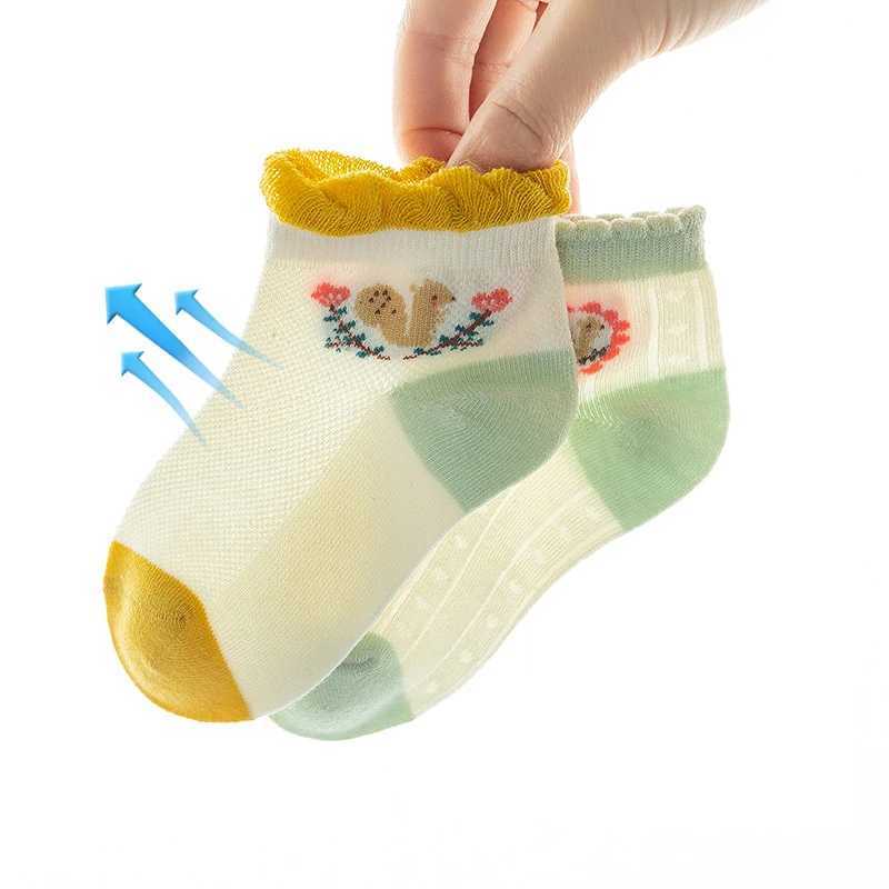 Kindersocken 5 Paare/Los 0-12y Kinder Ultradünne Mesh Socken Baby Jungen Mädchen Sommer niedliche Baumwolle atmungsbezogene dünne weiche Bootssocken Kinder Socken Socken