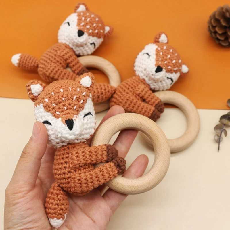 Mobils# Ootdty Crochet Elk Bunny Rattle Toys Wood Pram Clip la ginnastica baby palestra sospeso a sospensione Crib neonato Crib Mobile Rattle Toys D240426