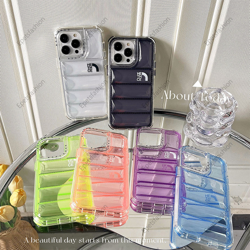 Transparent color imitation down jacket design iphone case for Apple 15 promax 11 12 13 14 Pro Max plus exploration fall protection case designer runway 044