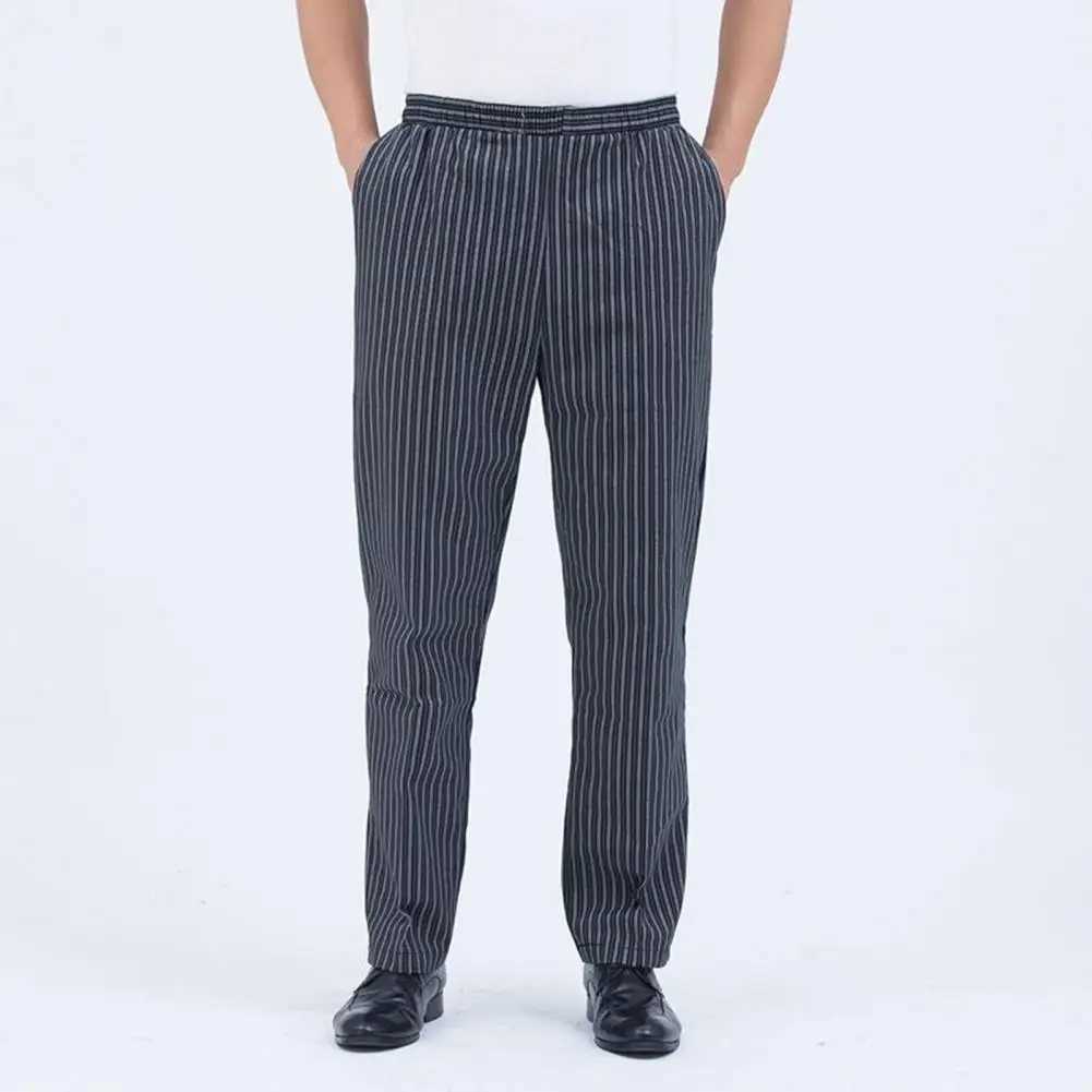 Pantaloni da uomo pantaloni da chef unisex unisex sciolto elastico in vita morbido tasca traspirato elastico cuocere ristorante uniforme da cameriere Sicurezza Trousersl2404