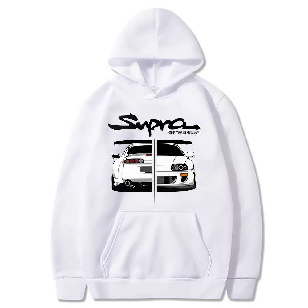 Sweatshirts Mens Hoodies Sweatshirts The First D Supra Mens and Womens Hoodie of 2023 JDM Comic Print Loose Casual Long Sleeved Japanese Casual Sports Shirt 240425