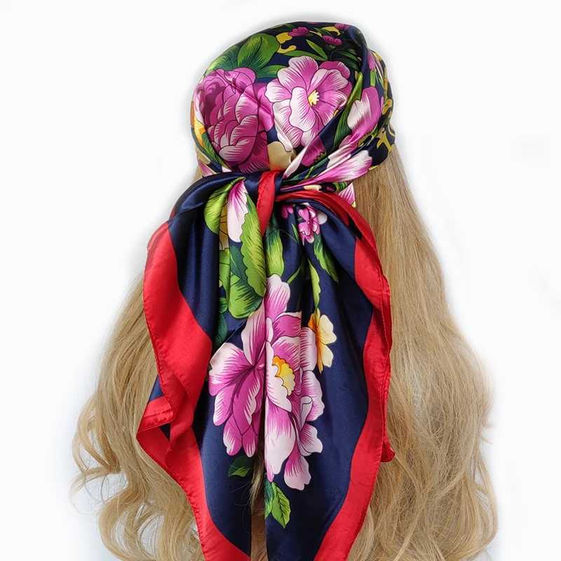 Bandanas Durag Square Scalf Scarf Modna Satynowa satynowa nadrukowana szalik na szyję damski opaska na głowę Kerchief Women Pabandka szal Akcesoria 240426