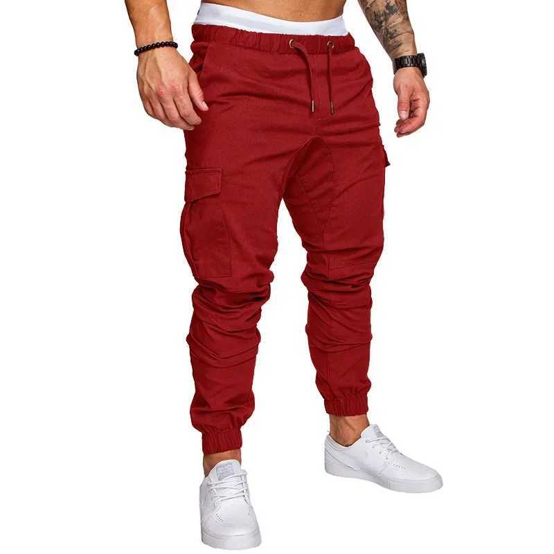 Men's Pants Mens Overall Multi Pocket Micro Elastic Sports Leisure Fitness Legs Trousers Jogger Mens Cargo PantsL2404