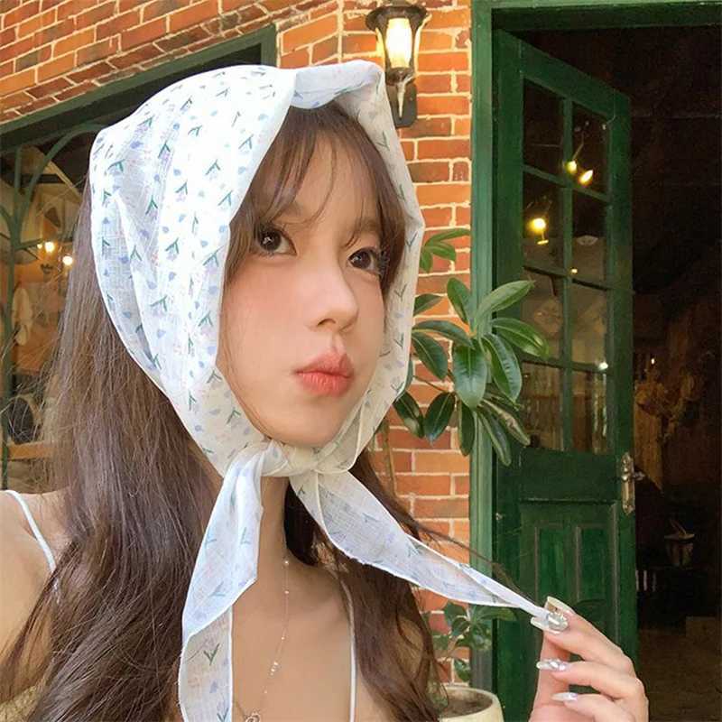 Bandanas Durag Summer Triangle Triangle Triangle Womens Capioni da donna Corea Teste copricapo Sweet Turbo Cappello da donna Accessori capelli da donna 240426