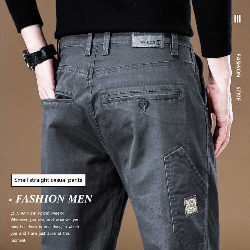 Pantalon masculin NOUVEAU Vêtements 2023 Pantalon de fret pour hommes 97% Coton Pure Couleur de travail Couleur de travail Contrut