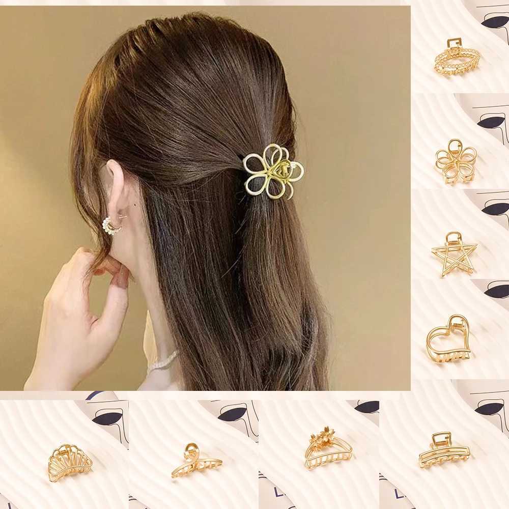 Clips de cheveux Barrettes Small Hollow Matte Metal Clip à cheveux Simple et Mini Gold Geometric Bangle Backet adapté à la vie quotidienne des femmes