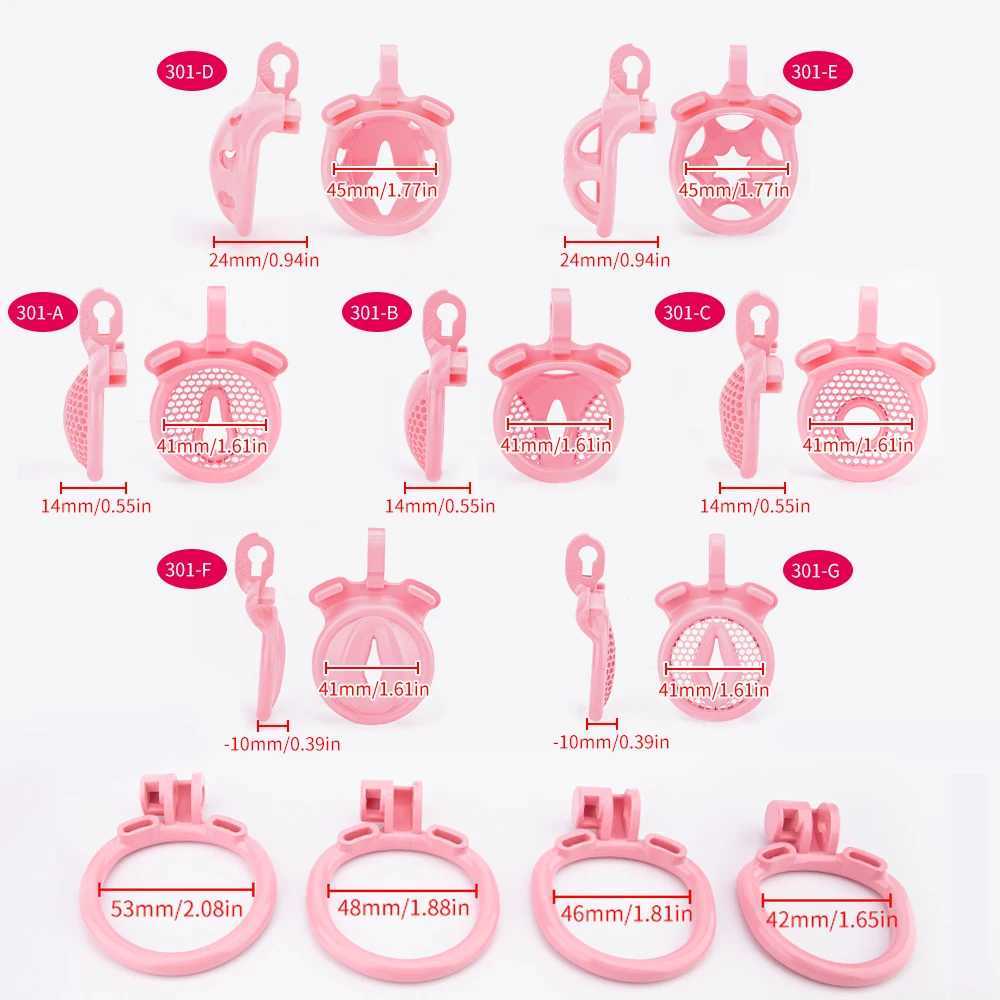 Nxy Cockrings Super Small Pink Sissy Chastity Cage Lightweight Male Cock with 4 Flat Base Ring Erotic Bondage Bdsm Sex Toys for Men 240427