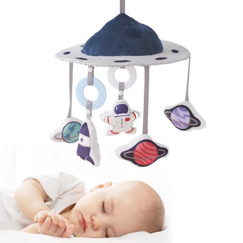 Mobiles# Crib Mobile bed Bell Baby Mobile Ratels Toys Soft Filt Astronaut Sky Newborn Music Box Hanging Toy Crib Bracket Baby Gifts Toys D240426