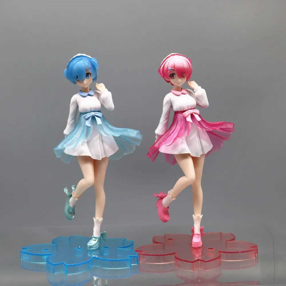 Anime Manga Re Living in a Different World From Zero Character Rem Ram Transparent Part Nighttime Fluorescent Action Character Toy GiftsL2404