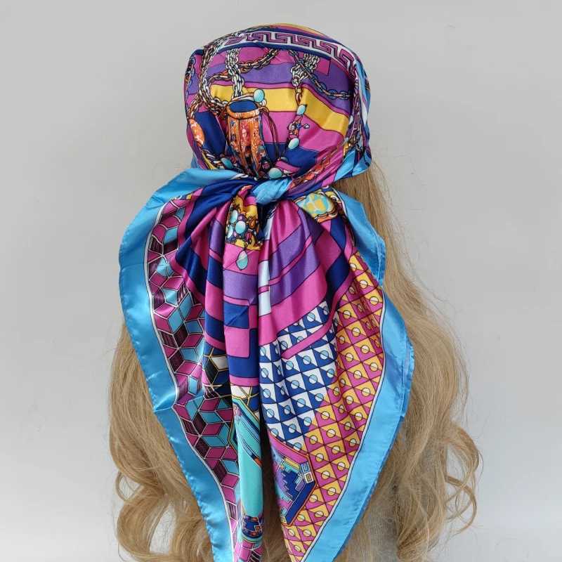 Bandanas durag feminino tanque dianteiro impressa lenço elástico elástico muçulmano lenço de xale -cabeça de shawl 240426