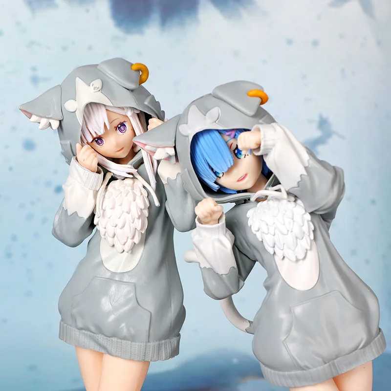 Anime Manga 22CM anime RE Starting from scratch in another world Rem image model Ram Puck entry-level dress PVC Emilia series gift toysL2404