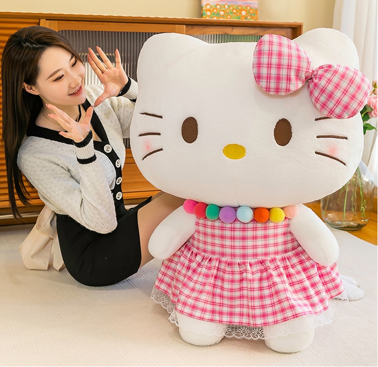 新しい格子縞のスカート猫ぬいぐるみ人形コスチュームフラワースカート猫人形の女の子の誕生日プレゼント、卸売りのためのワンピース