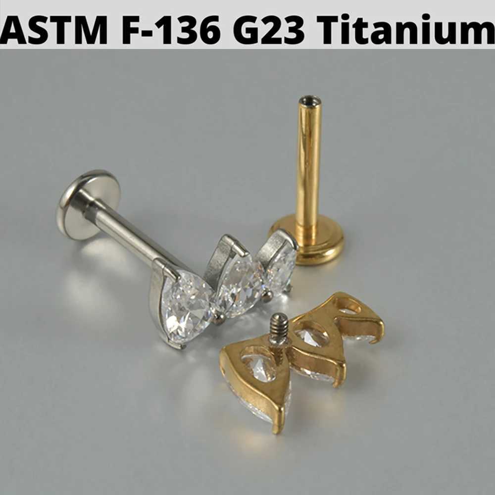 Stud CZ G23 Solid Titanium Chrząstka Kolczyki Stunie 16G Wewnętrznie gwintowany cyrkon Flowon Helisa Uszy Tragus Biżuteria D240426