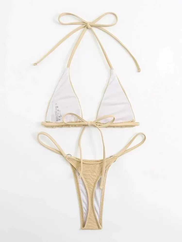 Swimwear de mujeres 2024 Nuevo mini mini bikini micro extrema cuerda bywear bikini summer femenino acolchado traje de baño de tanga brasileño